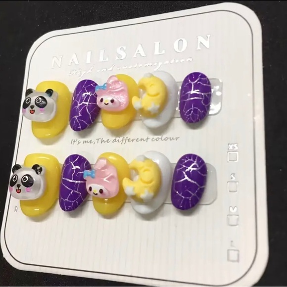 3D press-on charm nails My Melody panda moon charms (Nail Glue Included!) - Picture 2 of 6